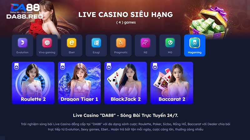 Một số sảnh casino trực tuyến uy tín tại da 88.