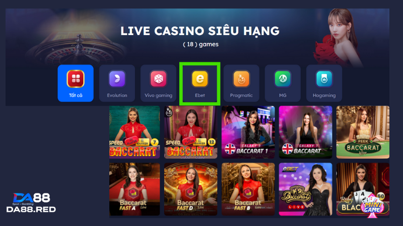 Giới thiệu sảnh game ebet