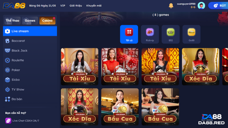 giới thiệu sảnh game live casino